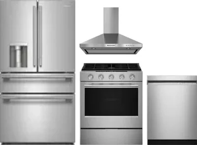 4 Piece Package Includes Refrigerator, Range, Hood And Dishwasher