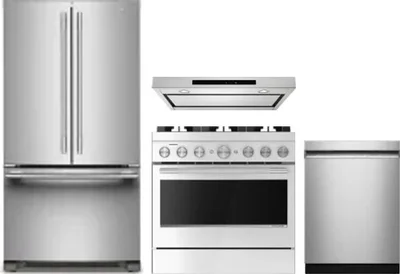 4 Piece Package Includes Refrigerator, Range, Hood And Dishwasher