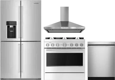 4 Piece Package Includes Refrigerator, Range, Hood And Dishwasher