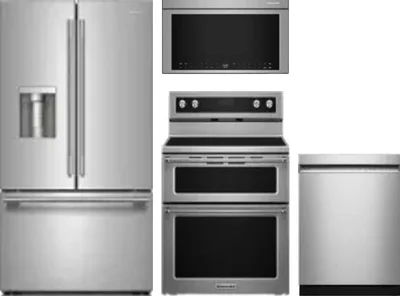 4 Piece Package Includes Refrigerator, Range, Microwave And Dishwasher