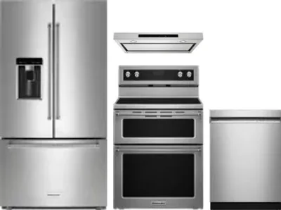 4 Piece Package Includes Refrigerator, Range, Hood And Dishwasher