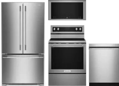 4 Piece Package Includes Refrigerator, Range, Microwave And Dishwasher
