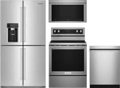 4 Piece Package Includes Refrigerator, Range, Microwave And Dishwasher