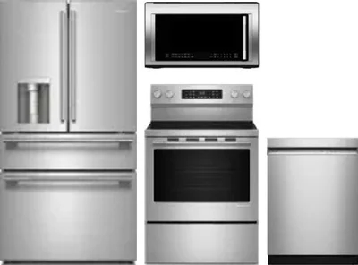 4 Piece Package Includes Refrigerator, Range, Microwave And Dishwasher