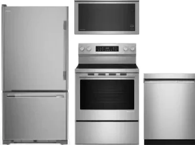 4 Piece Package Includes Refrigerator, Range, Microwave And Dishwasher