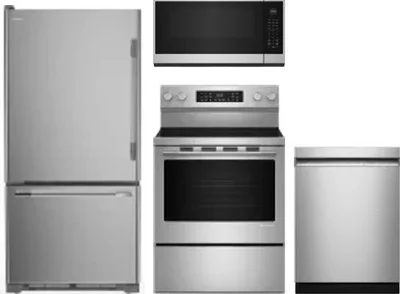 4 Piece Package Includes Refrigerator, Range, Microwave And Dishwasher