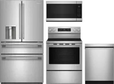 4 Piece Package Includes Refrigerator, Range, Microwave And Dishwasher