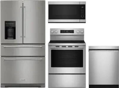 4 Piece Package Includes Refrigerator, Range, Microwave And Dishwasher