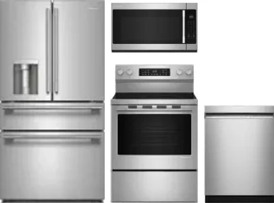 4 Piece Package Includes Refrigerator, Range, Microwave And Dishwasher