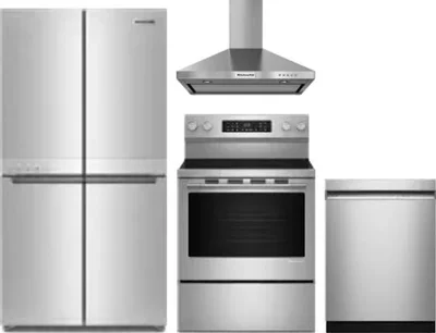 4 Piece Package Includes Refrigerator, Range, Hood And Dishwasher