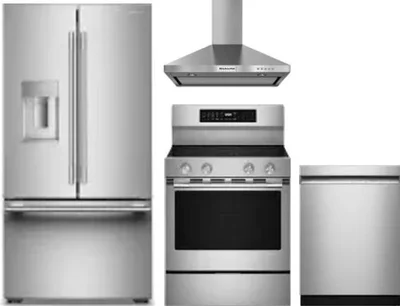 4 Piece Package Includes Refrigerator, Range, Hood And Dishwasher