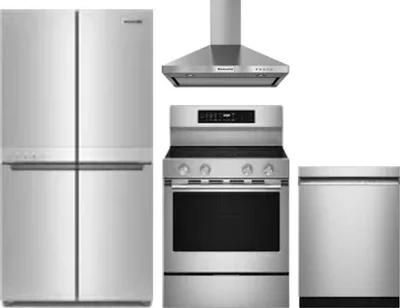 4 Piece Package Includes Refrigerator, Range, Hood And Dishwasher