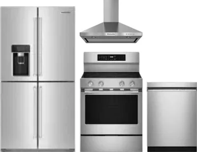 4 Piece Package Includes Refrigerator, Range, Hood And Dishwasher