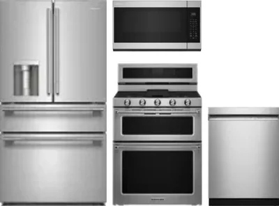 4 Piece Package Includes Refrigerator, Range, Microwave And Dishwasher