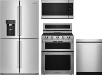 4 Piece Package Includes Refrigerator, Range, Microwave And Dishwasher
