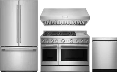 4 Piece Package Includes Refrigerator, Range, Hood And Dishwasher
