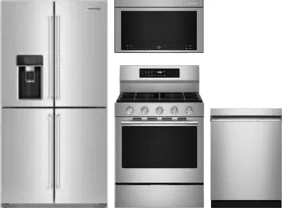 4 Piece Package Includes Refrigerator, Range, Microwave And Dishwasher