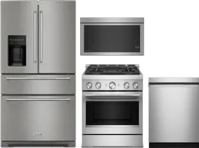 4 Piece Package Includes Refrigerator, Range, Microwave And Dishwasher