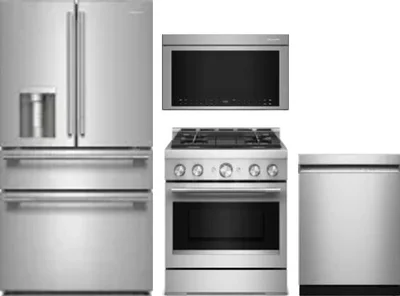 4 Piece Package Includes Refrigerator, Range, Microwave And Dishwasher