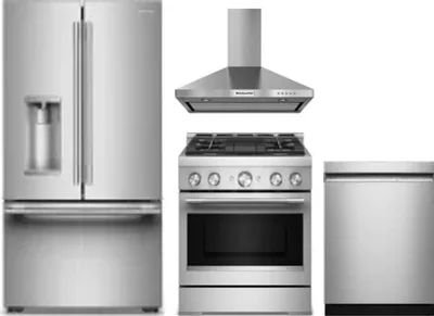 4 Piece Package Includes Refrigerator, Range, Hood And Dishwasher