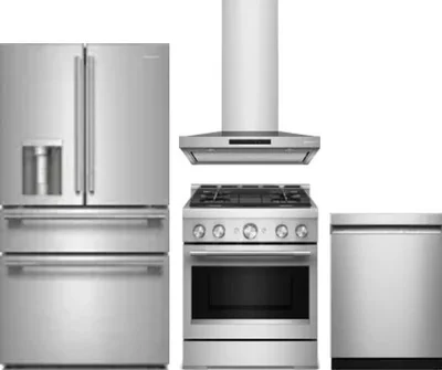 4 Piece Package Includes Refrigerator, Range, Hood And Dishwasher