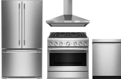 4 Piece Package Includes Refrigerator, Range, Hood And Dishwasher