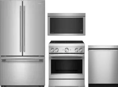 4 Piece Package Includes Refrigerator, Range, Microwave And Dishwasher