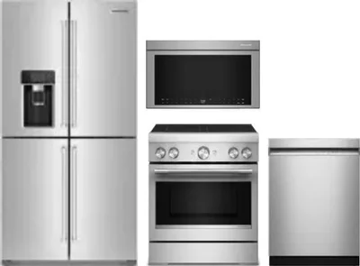 4 Piece Package Includes Refrigerator, Range, Microwave And Dishwasher