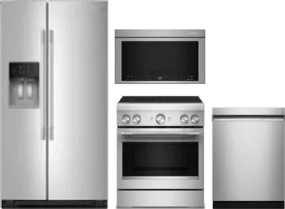 4 Piece Package Includes Refrigerator, Range, Microwave And Dishwasher