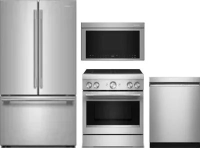 4 Piece Package Includes Refrigerator, Range, Microwave And Dishwasher