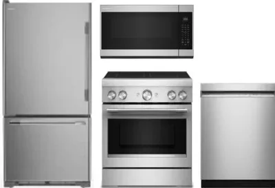 4 Piece Package Includes Refrigerator, Range, Microwave And Dishwasher