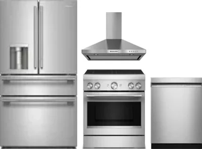4 Piece Package Includes Refrigerator, Range, Hood And Dishwasher