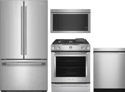4 Piece Package Includes Refrigerator, Range, Microwave And Dishwasher