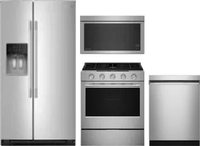 4 Piece Package Includes Refrigerator, Range, Microwave And Dishwasher