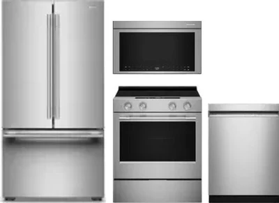 4 Piece Package Includes Refrigerator, Range, Microwave And Dishwasher