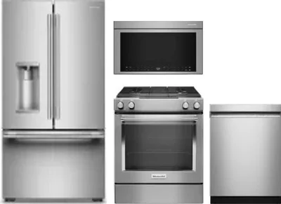 4 Piece Package Includes Refrigerator, Range, Microwave And Dishwasher