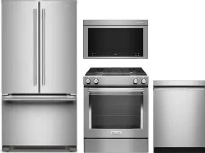 4 Piece Package Includes Refrigerator, Range, Microwave And Dishwasher