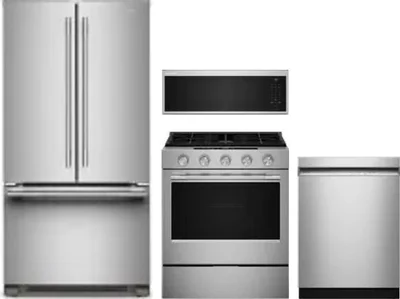 4 Piece Package Includes Refrigerator, Range, Microwave And Dishwasher