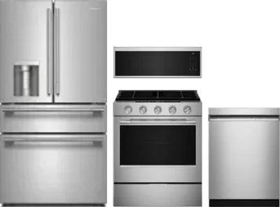 4 Piece Package Includes Refrigerator, Range, Microwave And Dishwasher