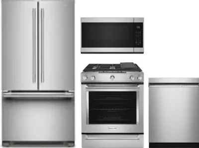 4 Piece Package Includes Refrigerator, Range, Microwave And Dishwasher
