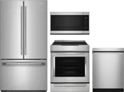 4 Piece Package Includes Refrigerator, Range, Microwave And Dishwasher