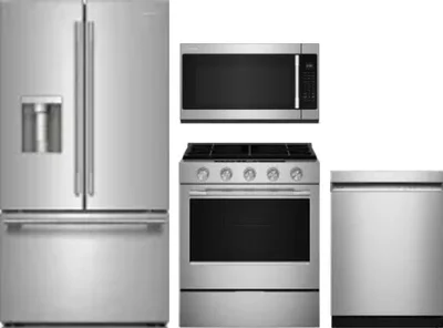 4 Piece Package Includes Refrigerator, Range, Microwave And Dishwasher
