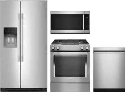 4 Piece Package Includes Refrigerator, Range, Microwave And Dishwasher