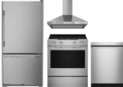4 Piece Package Includes Refrigerator, Range, Hood And Dishwasher