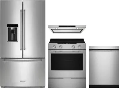 4 Piece Package Includes Refrigerator, Range, Hood And Dishwasher