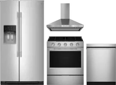 4 Piece Package Includes Refrigerator, Range, Hood And Dishwasher