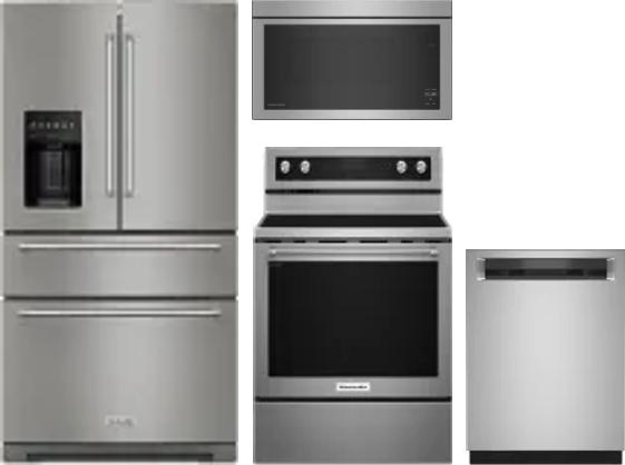4 Piece Package Includes Refrigerator, Range, Microwave And Dishwasher