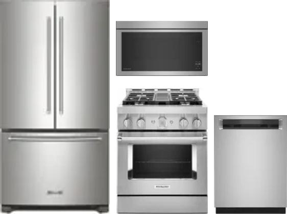 4 Piece Package Includes Refrigerator, Range, Microwave And Dishwasher