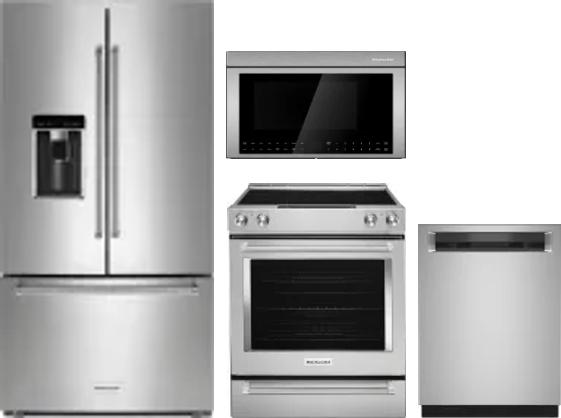 4 Piece Package Includes Refrigerator, Range, Microwave And Dishwasher