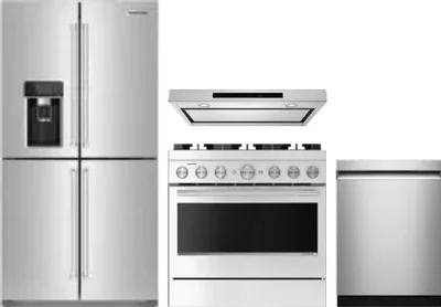 4 Piece Package Includes Refrigerator, Range, Hood And Dishwasher
